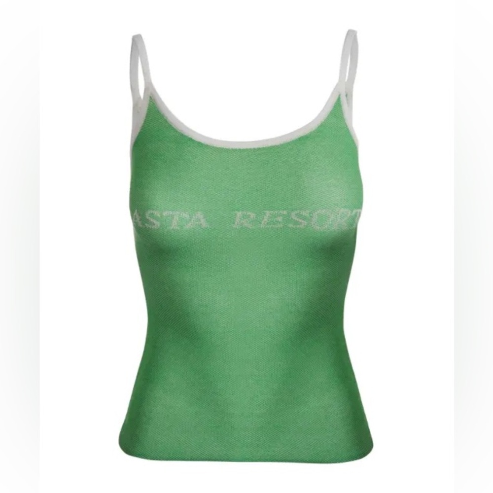 Jade Green & White The Asta Tank Top by Asta Resort medium